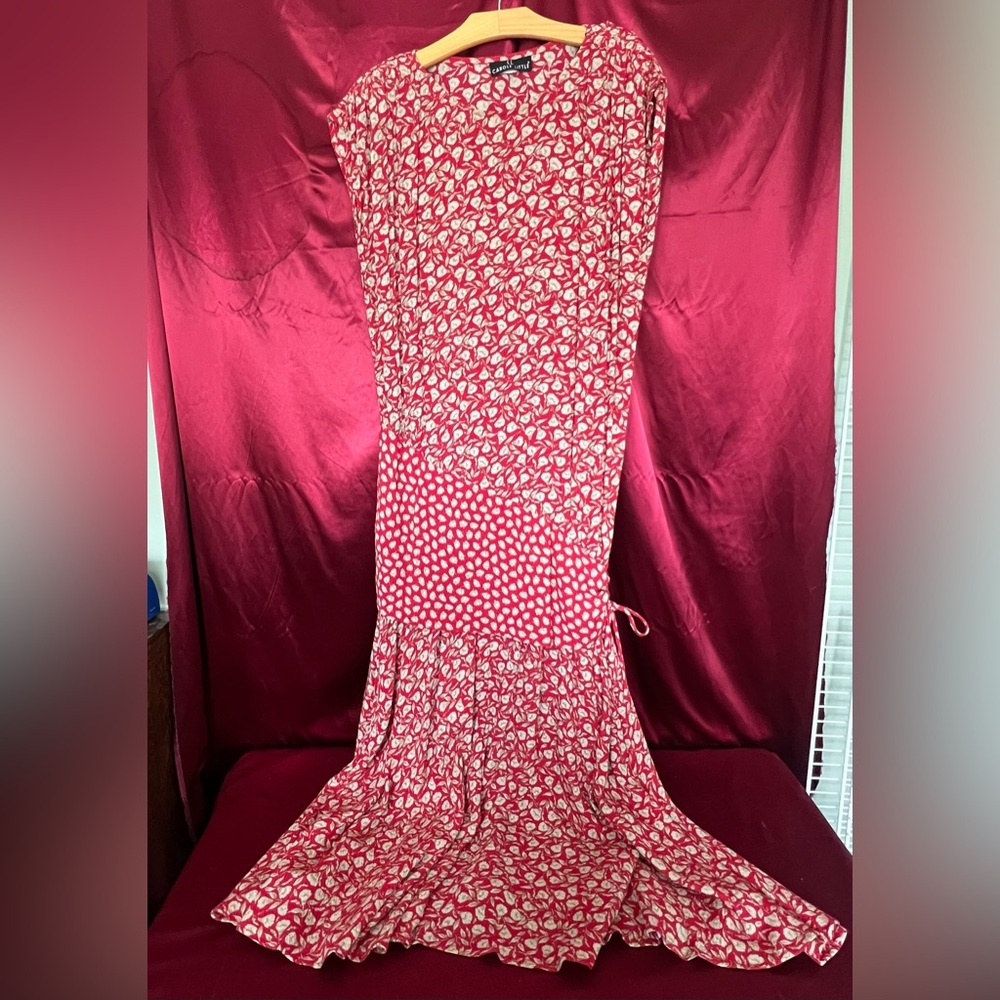 Carole Little Red Patterned Maxi Dress with Mixed Prints